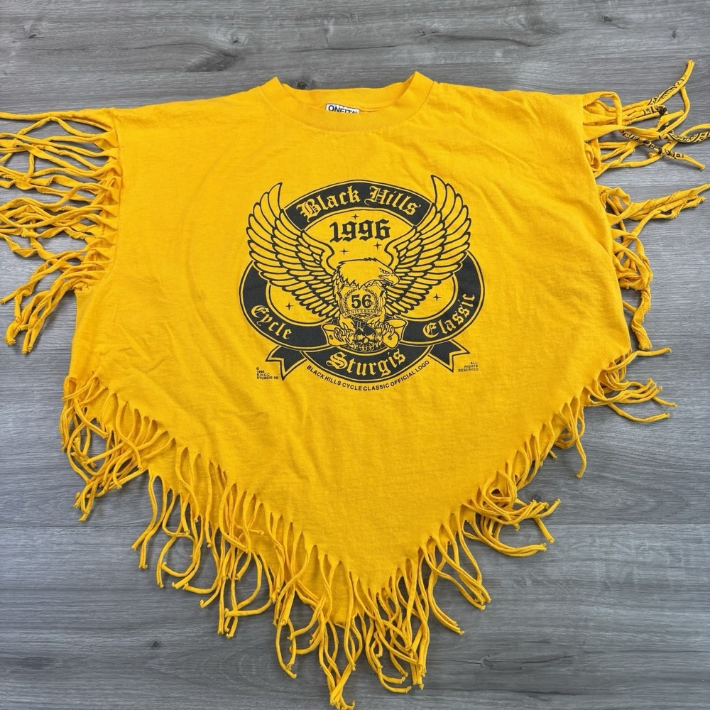 Vintage 1996 Sturgis Black Hills Rally Oneita Shirt Cut Fringe Festival Crop XL